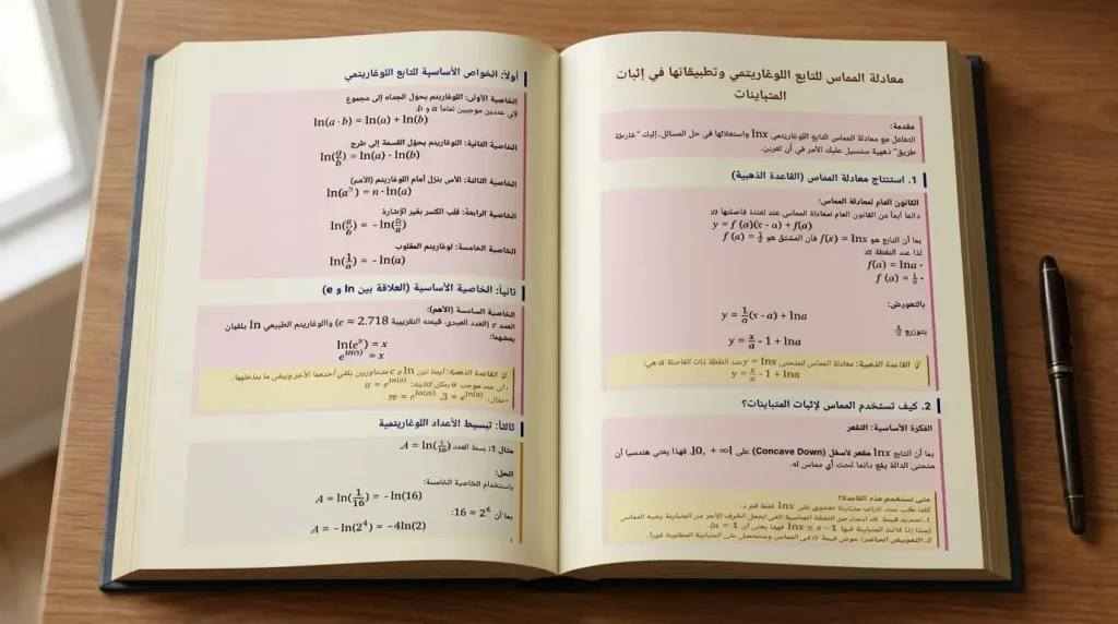 ملخص التابع اللوغاريتمي PDF